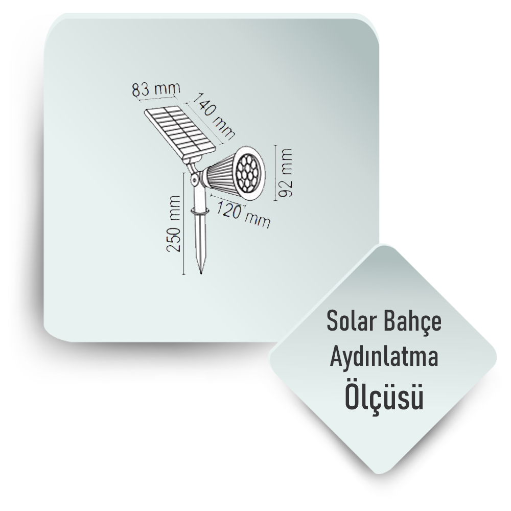 Solar 7 Watt Kazıklı Çim Armatürü Günışığı Helios Opto 88-2002Y